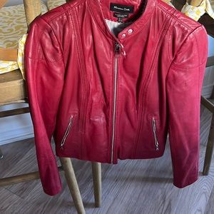 Massimo Dutti Red Leather Jacket